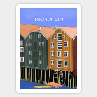 Old Storehouses Trondheim Norway Sticker